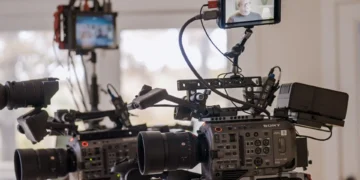 multiple video cameras prepared for filming