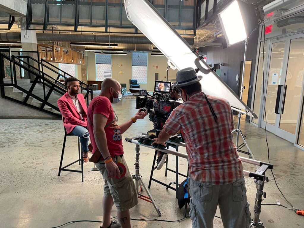 Camera setup on tripod