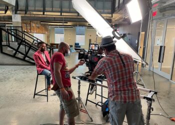 Camera setup on tripod