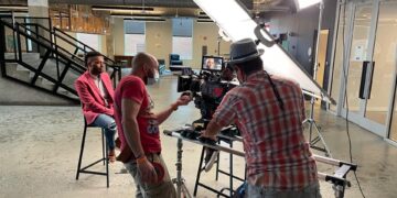 Camera setup on tripod